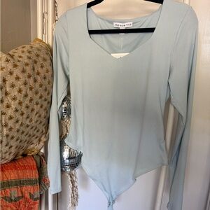Women's Light Blue Long Sleeve bodysuit